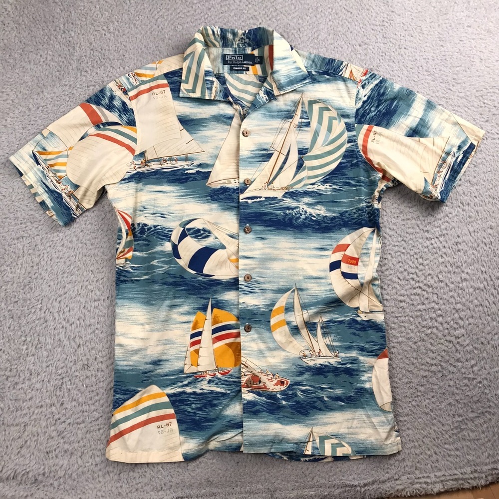 Polo Ralph Lauren Camp Shirt Mens S Classic Fit RL-67 Regatta Sailboat Vintage